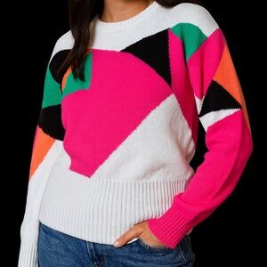 Vibrant Pink Geometric Sweater